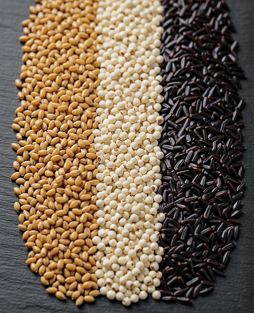Varietà di cereali integrali in cucina